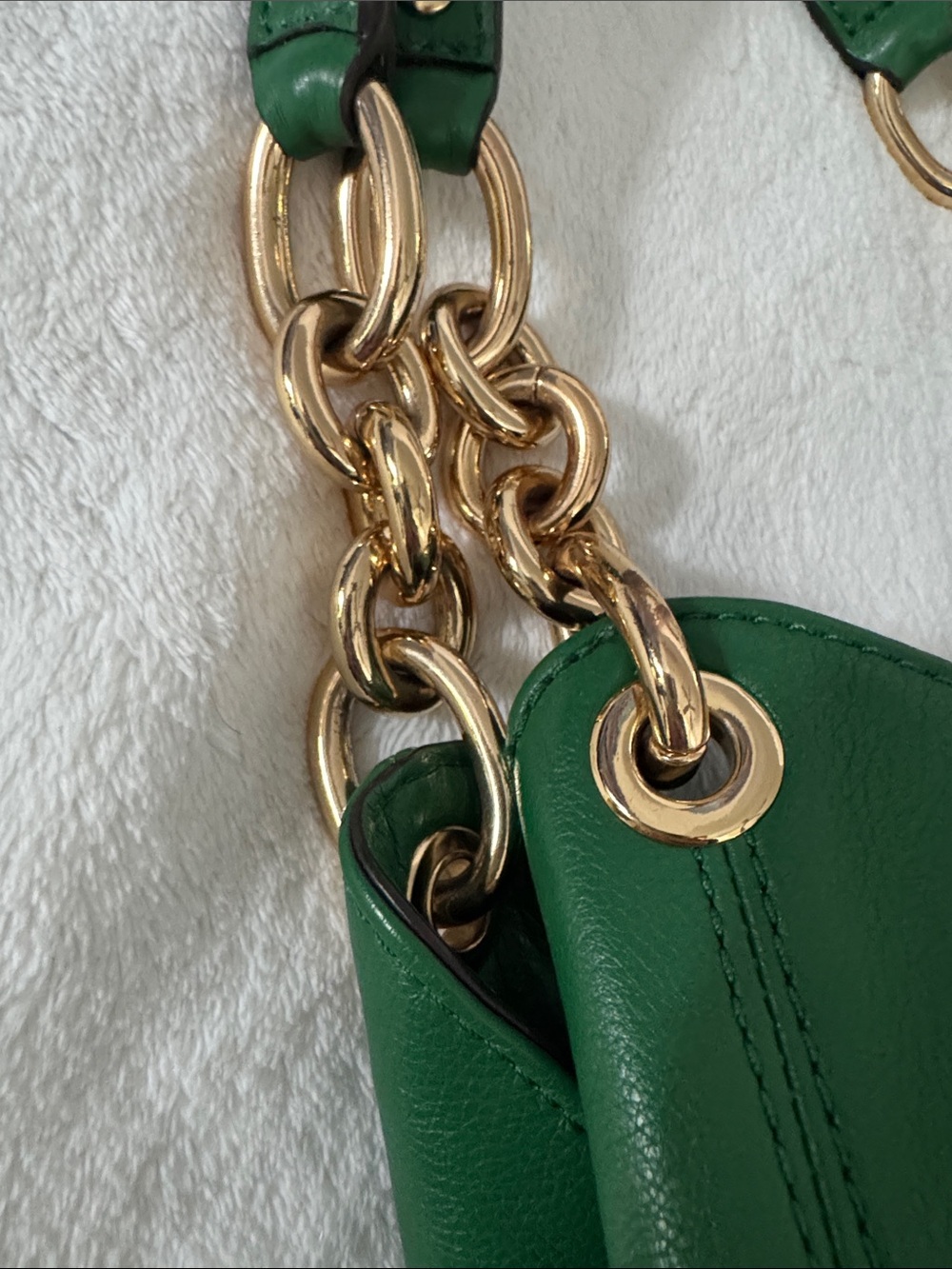MICHAEL Michael Kors Green Pebbled Leather Shoulder Hobo with Gold Hardware EUC - Picture 6 of 11